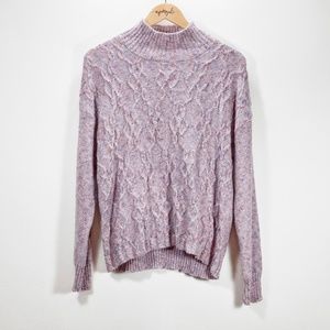 89th & Madison Cable Knit Ribbed Mock Neck Sweater Pink Size Large NWOT